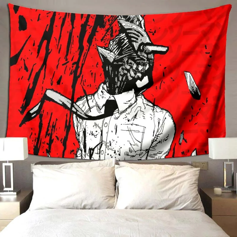

Chainsaw Man Anime Tapestry Home Decoration Wall Hanging Art Japanese Manga Demon Boho Aesthetics Room Decor Large Bedroom