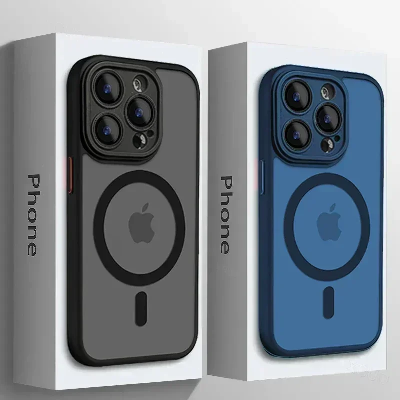 Matte Armor Wireless Charging Translucent Case for IPhone 15 14 13 11 12 Pro Max Plus Magnetic Magsafe High Quality