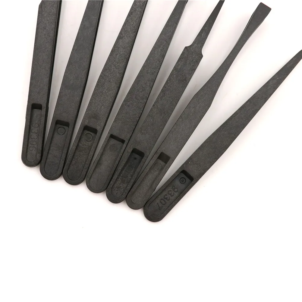 

7pcs/set Black ESD Tweezers Set Anti Static Tool Hard Plastic Electronic Tweezers Forceps Precision Tweezer Set 11 Cm