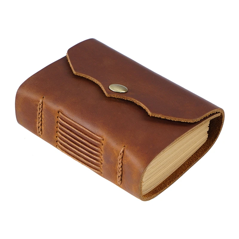 

PPYY-Handmade Leather Notebook Portable Pocket Outside Journal Travel Notebooks Blank Kraft Sketchbook Diary