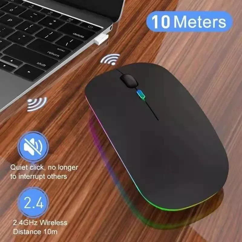 

New in 2.4Ghz Receiver Rechargeable Mouse Wireless Silent LED Backlit Mice USB Optical Mouse PC Laptop Computer Fast delivery