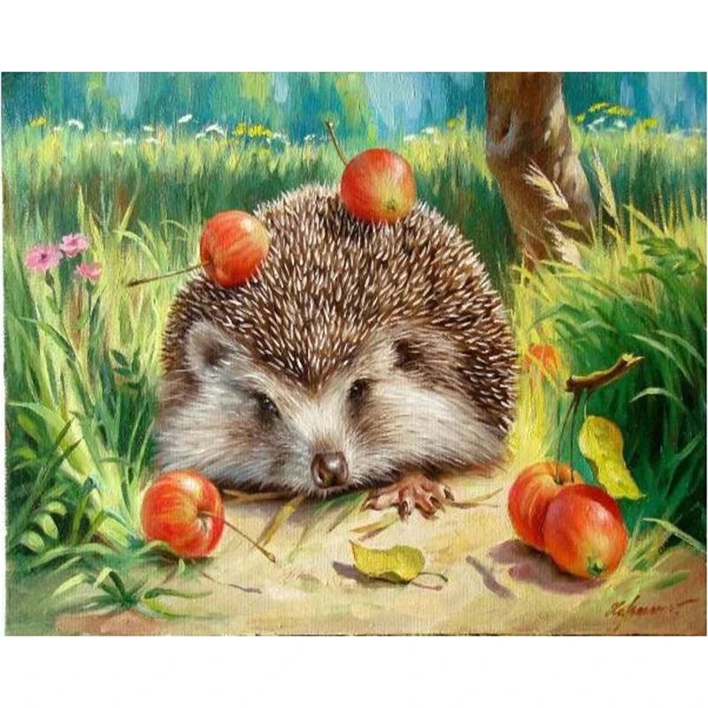 

JIEME 5D Diamond Embroidery Hedgehog Cross Stitch Art Mosaic New Arrival Kits DIY Animal Painting Wall Decor Diy Gift