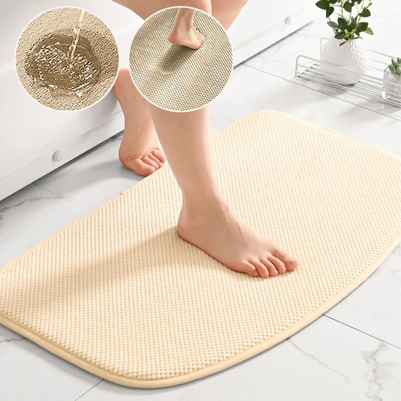 

Home Bathroom Super Absorbent Bath Mat Memory Cotton Foam Pad Anti-Slip Door Rug Living Room Thickened Quick Drying Floor Carpet