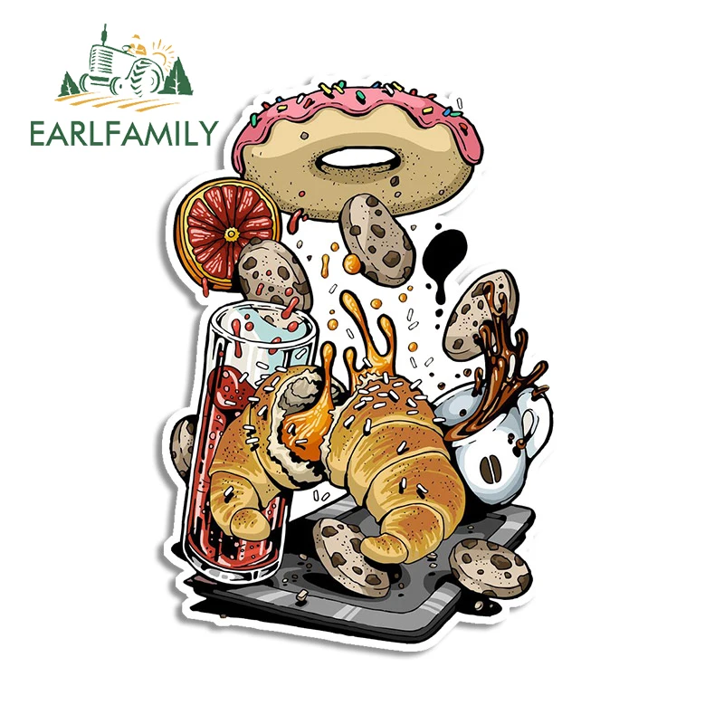 

EARLFAMILY 13 см x 9 см для Круассанов, еды, автомобильные наклейки, граффити, водонепроницаемая фотокамера для ноутбука, фургона