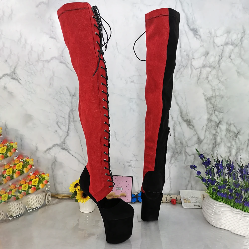 Leecabe Lace Up Ankle Boots Sexy Exotic Pole Dance Stripper young trend fashion color matching shoes