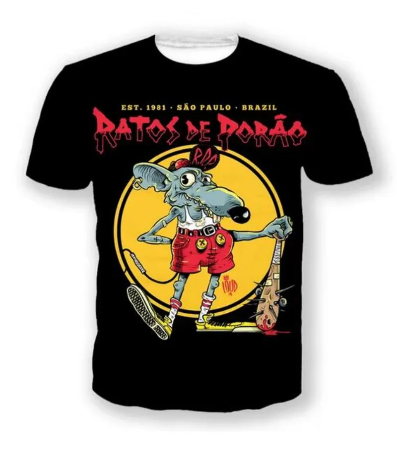 Новая модная мужская/женская футболка RATOS DE PORAO Rock с 3D принтом и коротким рукавом