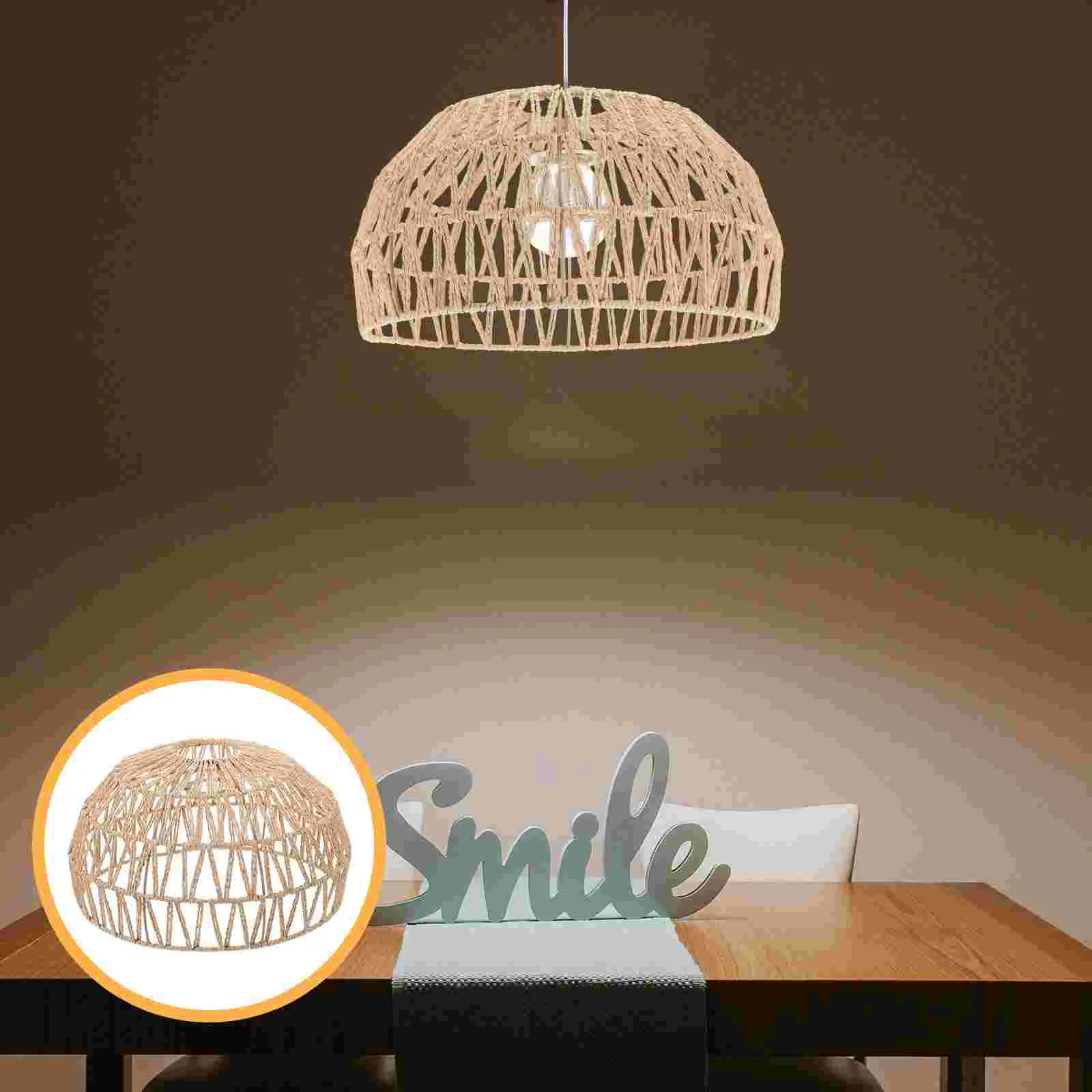 

Rattan Ceiling Fan Imitation Paper Rope Lampshade Weaving Lampshades Light Accessories Rural Cover Twine Small