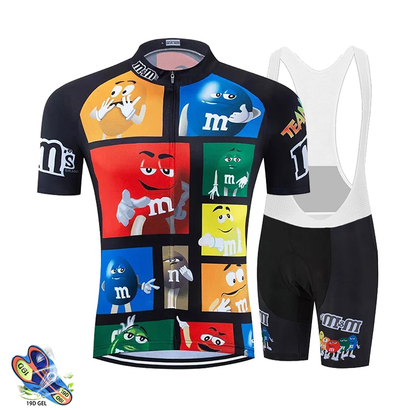 

Men's Cycling Jersey M Bean Funny Pattern Breathable Quick Drying Short Sleeved Bicycle Shirt and Backpack Cushion Shorts Set