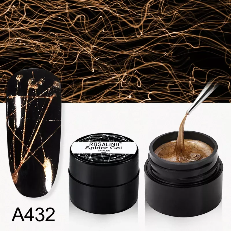 

ROSALIND Spider Line Nail Polish Gel Spider UV Paint Gel Hybrid Varnishes Luminous Web Stickers Soak Off Top Coat For Manicure