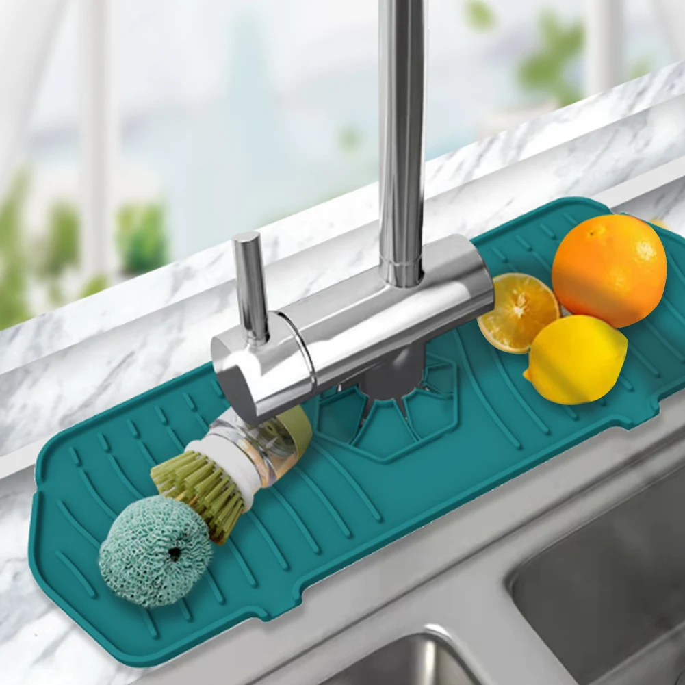

Household Silicone Faucet Splash-Proof Pad Washbasin Faucet Water Catcher Mat Faucet Sink Splash-Proof Pad Rubber Drying Mat Hot