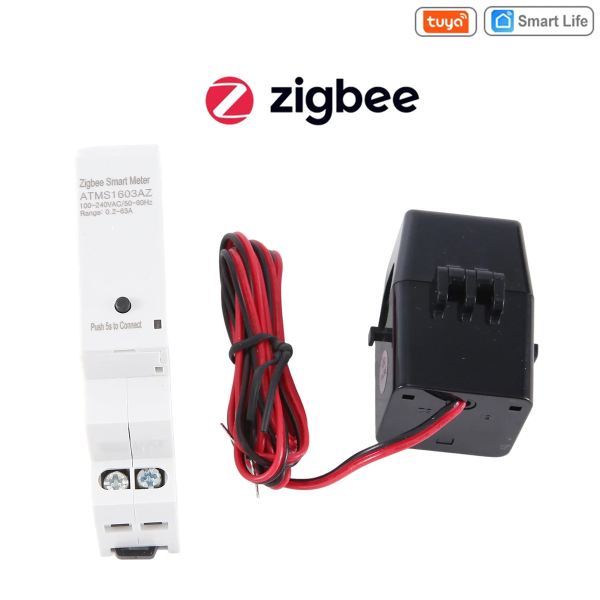 

Умный измеритель электроэнергии Tuya ZigBee, Din-рейка со стандартным приложением для контроля мощности, Влагомер, 63 А