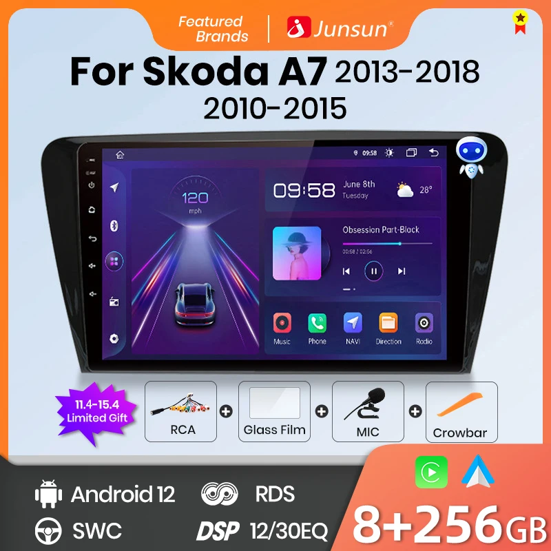 Автомагнитола Junsun V1pro с голосовым ии 2 din Android радио для SKODA Octavia 3 A7 2013-2018 Carplay 4G