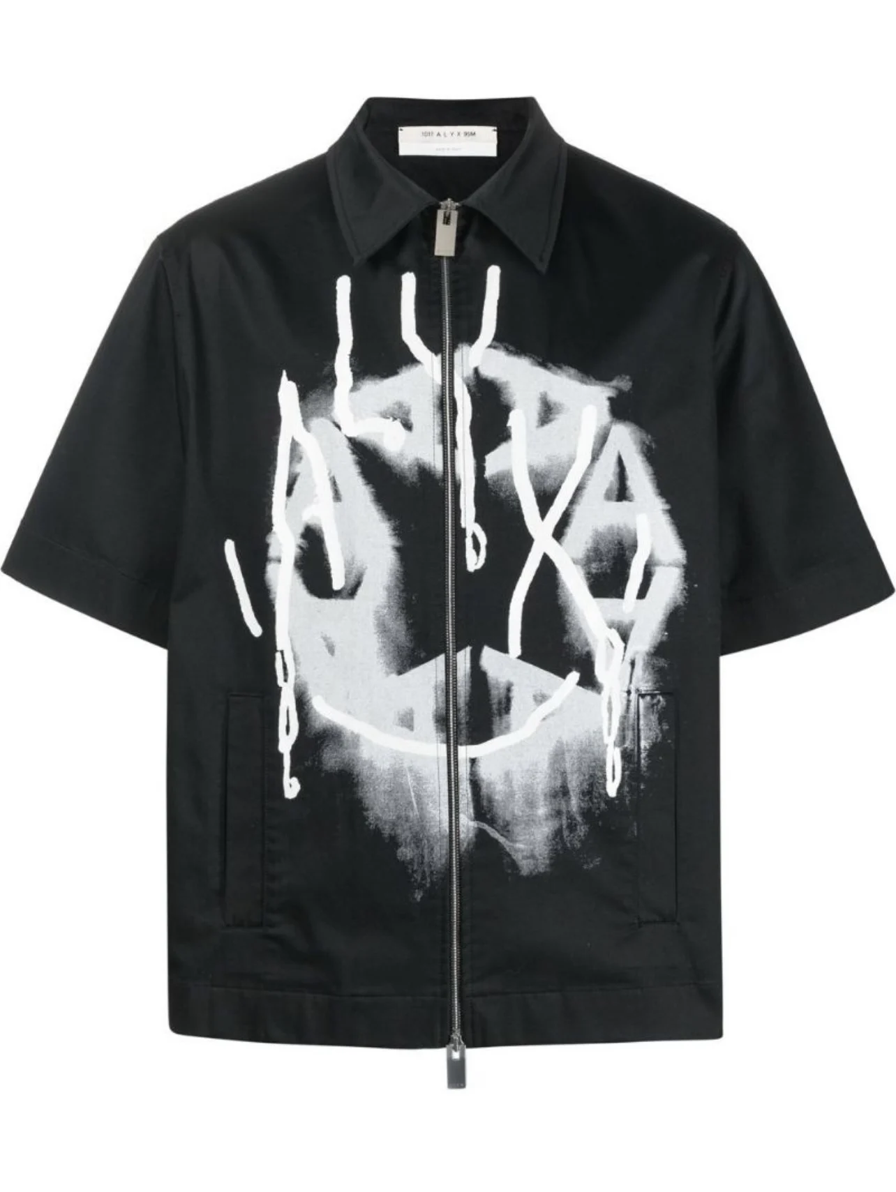 

Oversized ALYX T Shirt Inkjet Graffiti Logo 1017 ALYX 9SM Functional Zipper Black T-Shirt Men Women Tops Short Sleeve Tees