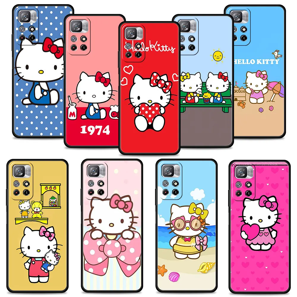 

Cute Hello Kitty Cartoon Phone Case For Redmi Note 11 11S 11T 11S 10 9 8 8T 9T 9S Pro 9C 9A 10C K40 K40S K50 Soft Cover