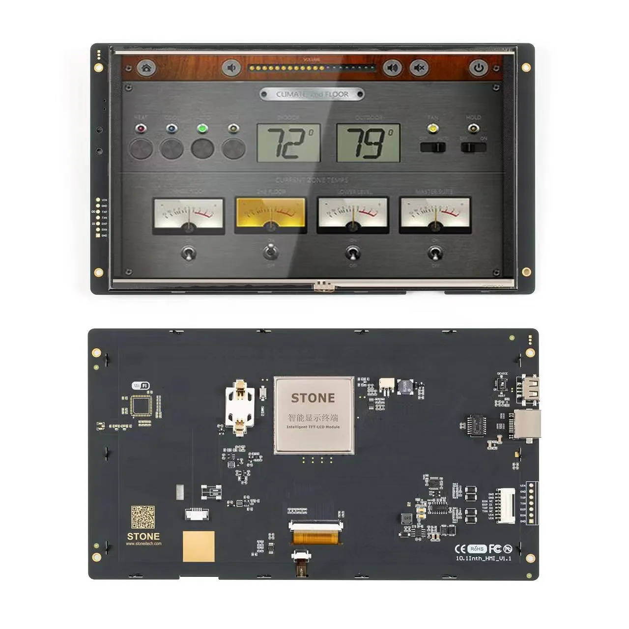 

SCBRHMI 10.1 Inch LCD-TFT HMI Display Module Intelligent Series RGB 65K Color Resistive Touch Panel without Enclosure