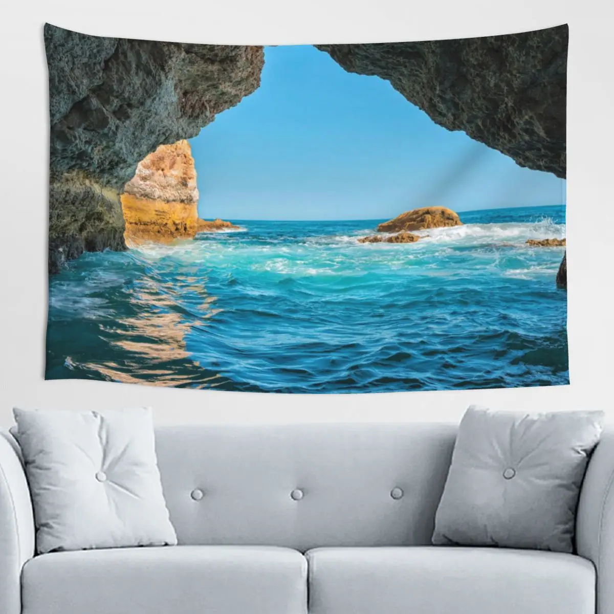 

Ocean Skin-Friendly Decor Portable Tapestry Wall Hanging Outdoor Ambiance Portable Decorate Picnic Cloth Lightweight Printing