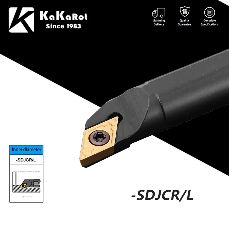 

KaKarot Internal Turning Tool Holder S12M-SDJCR07 S16Q-SDJCR11 S20R-SDJCR11 Carbide Inserts DCMT07 DCMT11 Lathe Cutting Tool