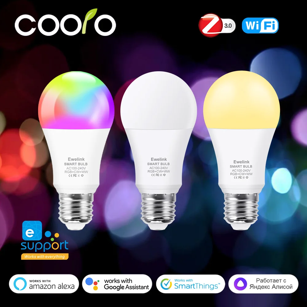 

Умная светодиодная лампа Coolo E27 RGB+CW+WW 15Вт