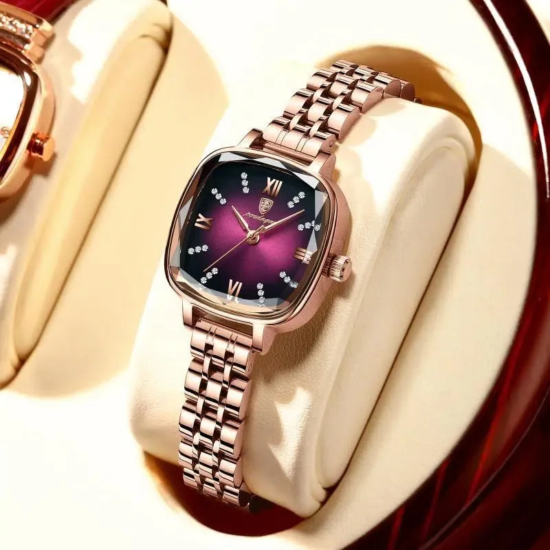 Enlarge POEDAGAR High Quality Luxury Women Watch Stainless Steel Square Waterproof Quartz Ladies Wristwatches Dress Elegant Femme Clocks
