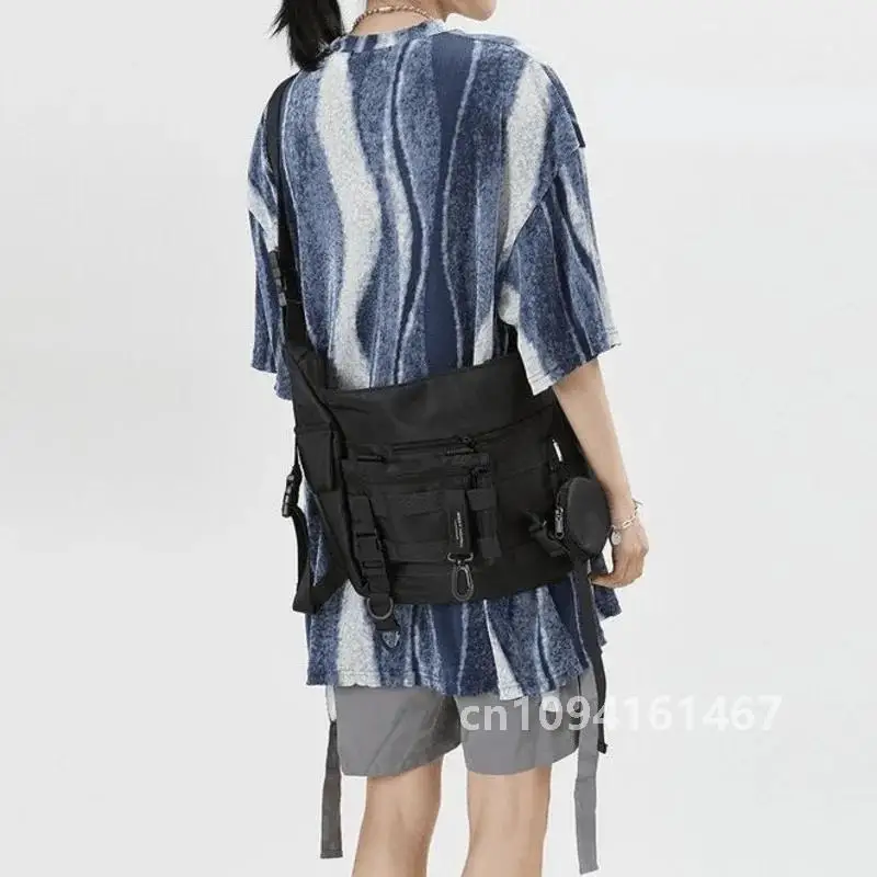 Нейлоновые сумки через плечо в готическом стиле черные сумки-мессенджеры для