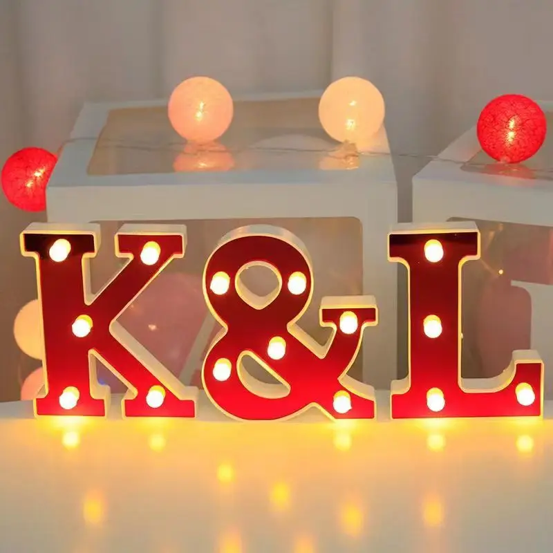 

led luminous letter light gold and silver red number English light birthday party decoration modeling light proposal light