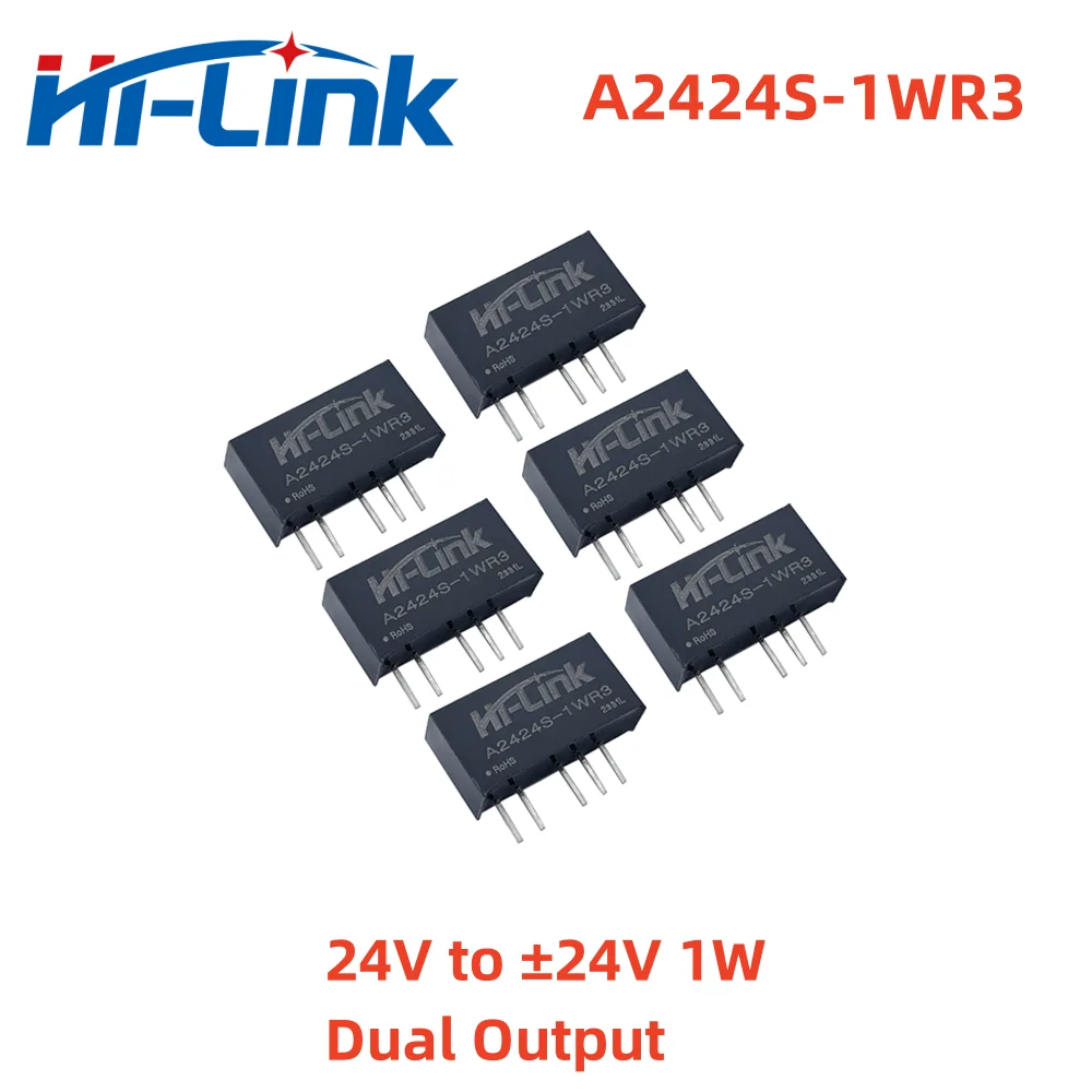 Фото Изолированный модуль питания Hilink A2405S-1WR3 A2412S-1WR3 с двойным выходом DCDC 24В на ±3.3В, ±5В, ±9В, ±12В, ±15В, ±24В, 1Вт №1