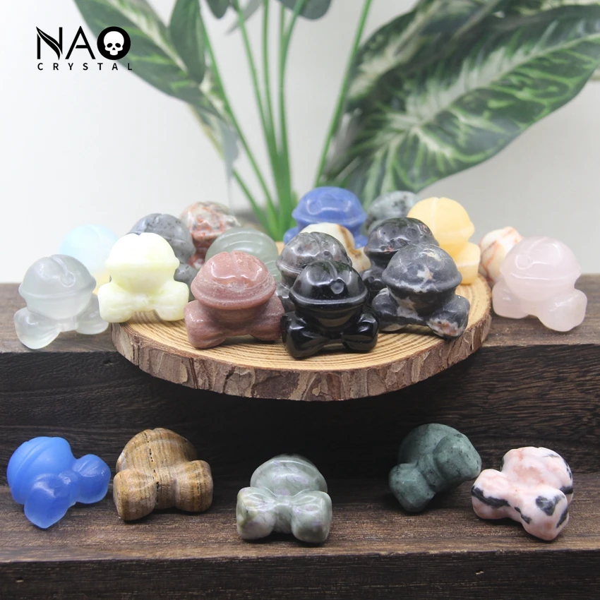 

1.2" Healing Crystal Christmas Bell Statue Home Decor Carved Gemstone Quartz Small Figurine Gifts Presents from Santa Claus
