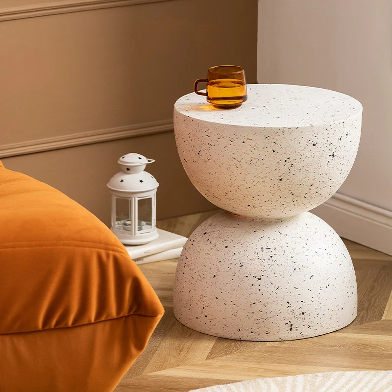 

Nordic Hourglass Terrazzo Small Side Table Ins Coffee Table End Tables Creative Round Storage Small Side Mesa Stool Bedside Desk