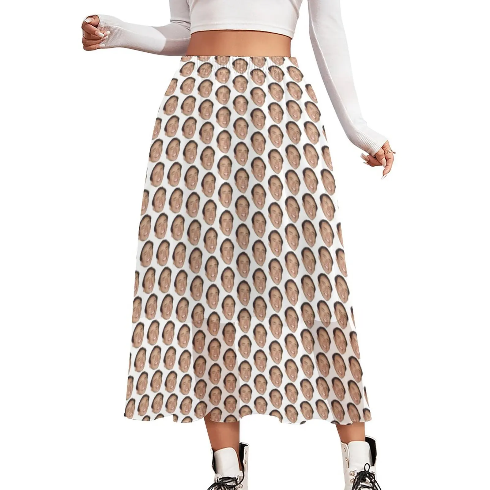 

Nicolas Cage Meme Skirt Funny Face Pattern Aesthetic Casual Skirts Kawaii A-line Skirt Women Print Oversize Clothes