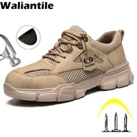 waliantile light weight safety shoes for men women summer breathable working boots shoes puncture proof indestructible sneakers