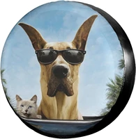 cat and dog funny car sunglasses spare tire cover waterproof dust proof tire covers fit for jeeptrailer suv and many vehicle