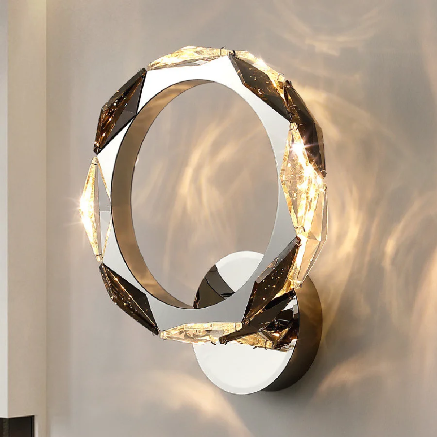 

Modern Led Chrome Wall Lamp Lustre Crystal Led Sconces Art Design Interior Decor Lighting For Bedroom Aisle Corridor Cloakroom
