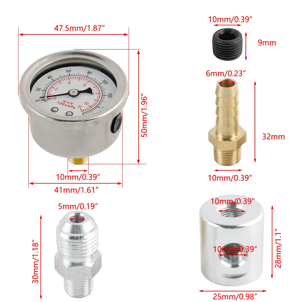 

Универсальный манометр RHAXEL для гидравлического топлива 0-160PSI 0-11Bar 1/8 NPT адаптер для автомобиля, лодки, яхты, мотоцикла