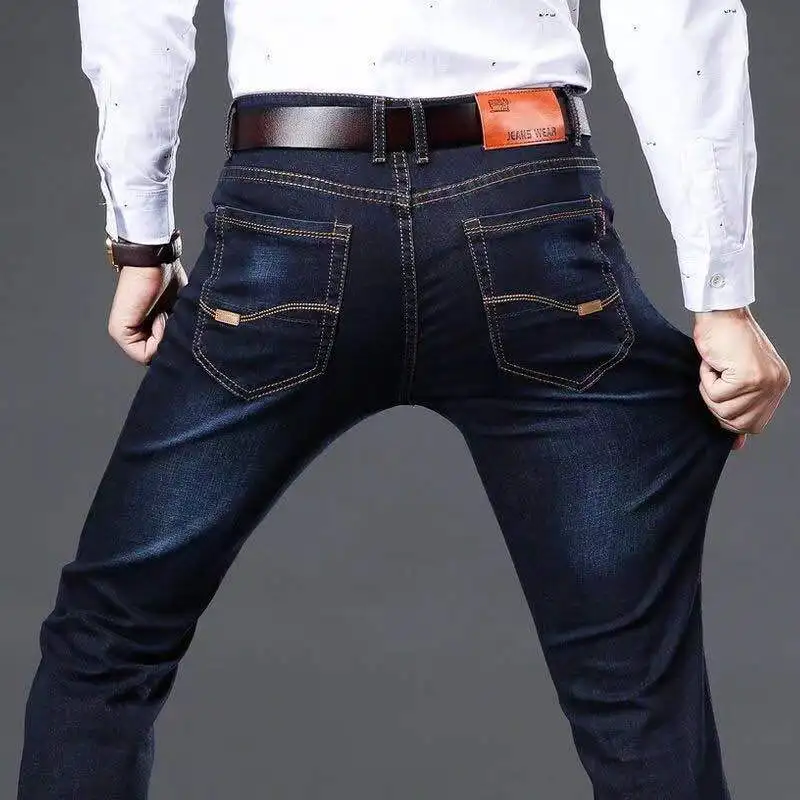 Winter Fashion Brand Clothing Slim Men Business Casual Jeans 2022 Man Oversize Denim Pants Trousers Baggy Stretch Jeans Summer