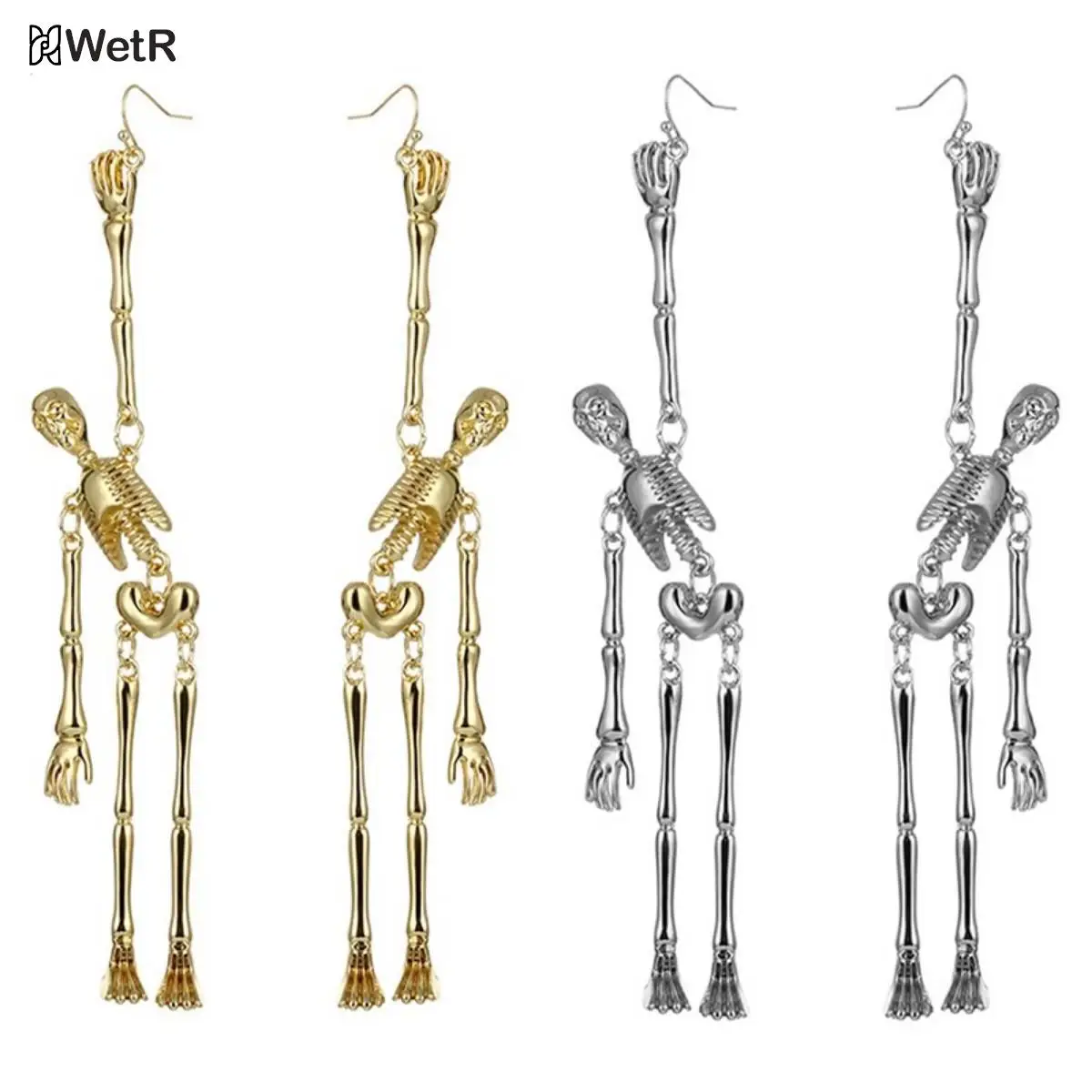 Винтажные большие висячие серьги в готическом стиле с черепом, серьги-подвески в виде скелета на Хэллоуин для женщин, модные, модные, гиперболические ювелирные изделия, подарки