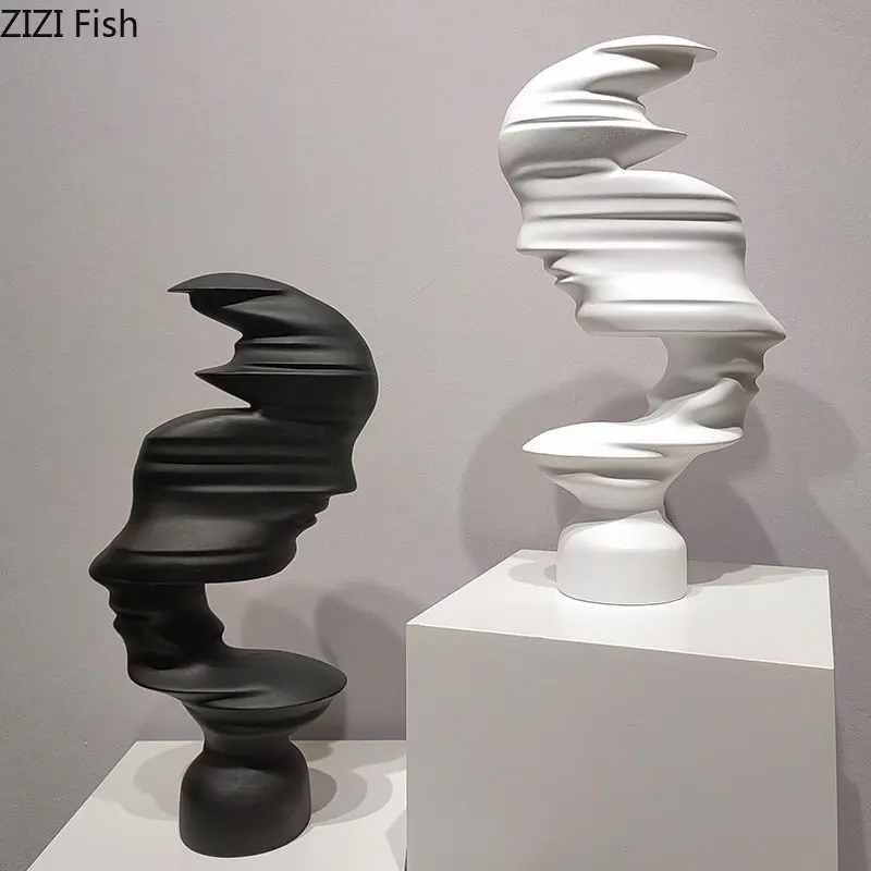 

Минималистичная абстрактная статуя человеческого лица, украшение для гостиной и стола, ремесла, скульптура с полимерным рисунком, Современный домашний декор