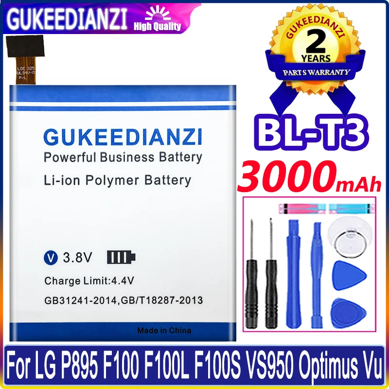 

Battery 3000mAh BL-T3 For LG Optimus VU F100 F100L F100S F100K VS950 P895 High Quality Large Capacity Bateria New Phone Battery