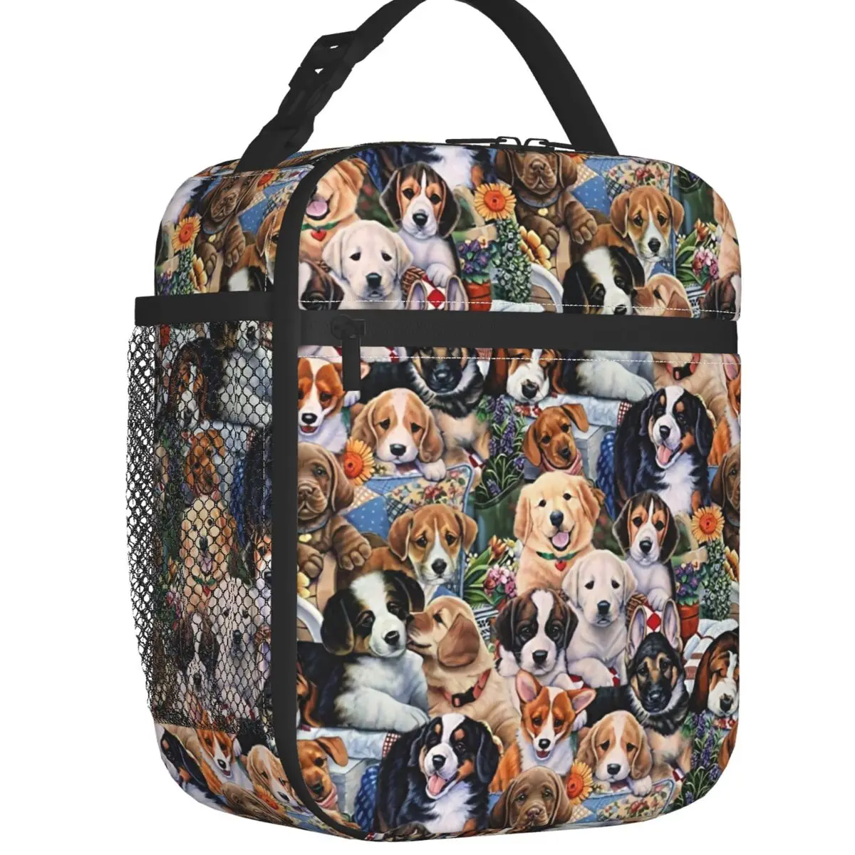 Cute Dachshund Border Collie Poodle Bulldog Collage Insulated Lunch Bag Portable Thermal Cooler Bento Box Kids School Children