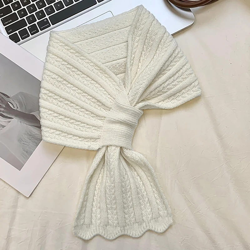 Женский вязаный шарф модный тепловой зимний шейный платок теплый длинный