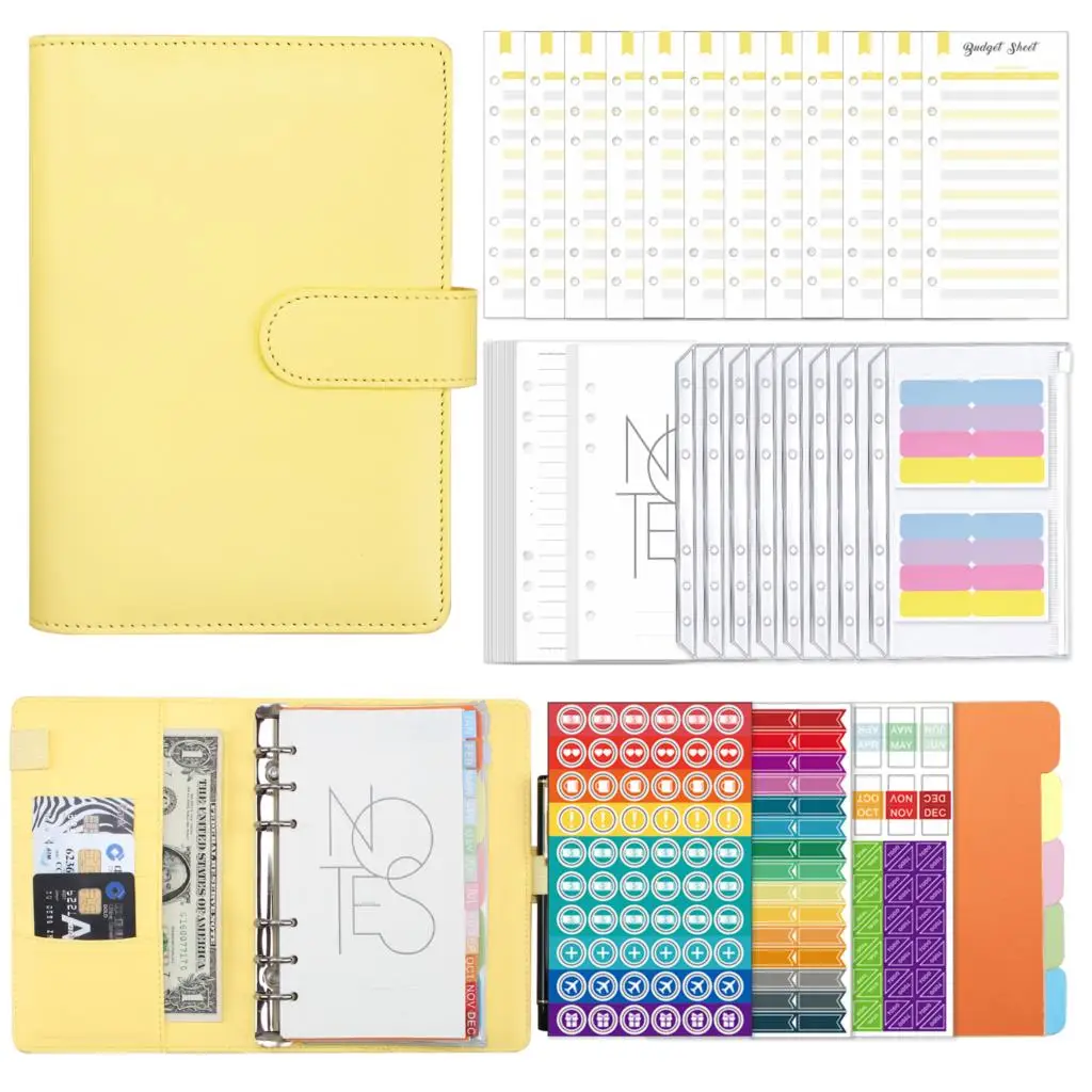 

A6 Binder System Set,Cash Envelopes Planner Organizer for Saving Money Budgeting,with Binder Pockets,Budget Sheets,Filler Paper