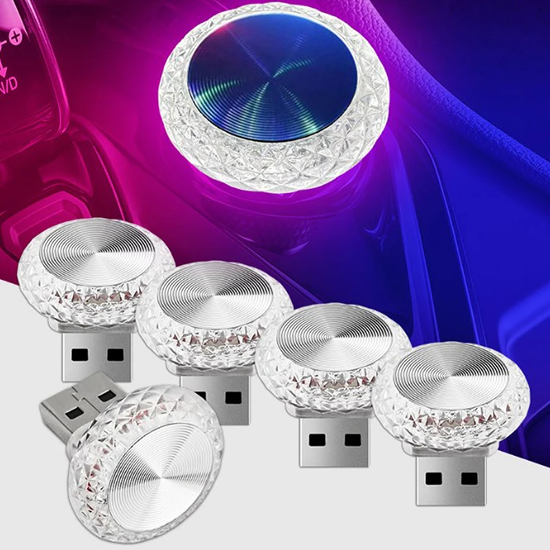 Фото Портативная автомобильная USB-лампа для создания атмосферы, миниатюрная светодиодная декоративная лампа, освещение для салона автомобиля, подключение к компьютеру, Plug and Play №2