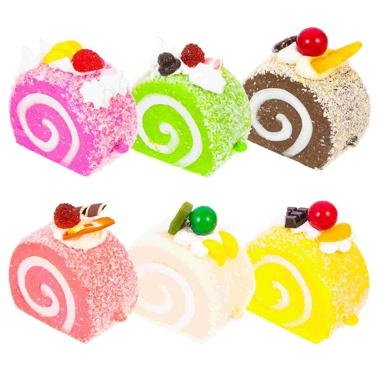 

6Pcs Birthday Party Household Teaching Props Roll Decors Small Cake Statues for Bakery Decor