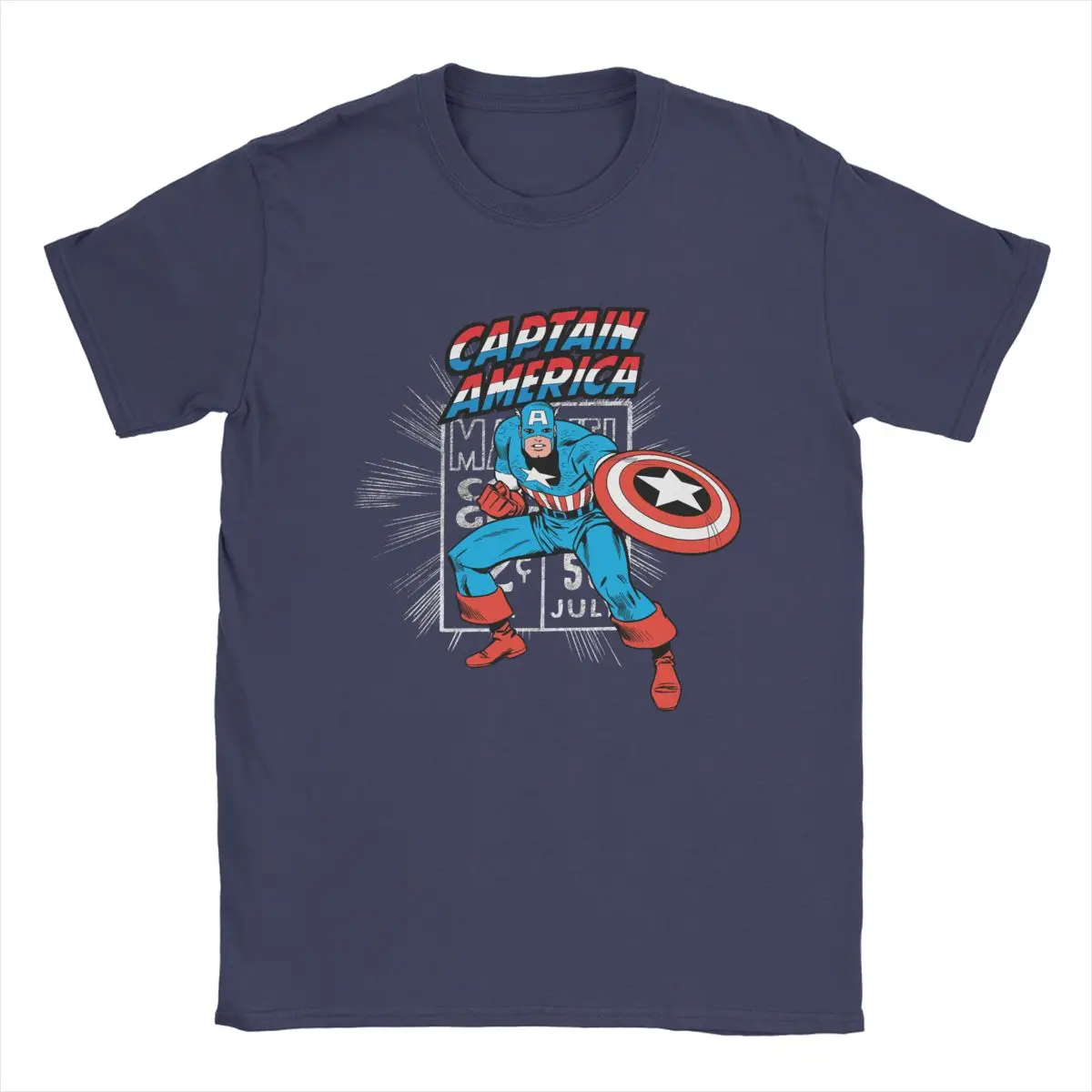 Marvel Captain America Superheros Men's T Shirt Cotton Tops Unique Short Sleeve Round Neck Tees Gift Idea T-Shirts
