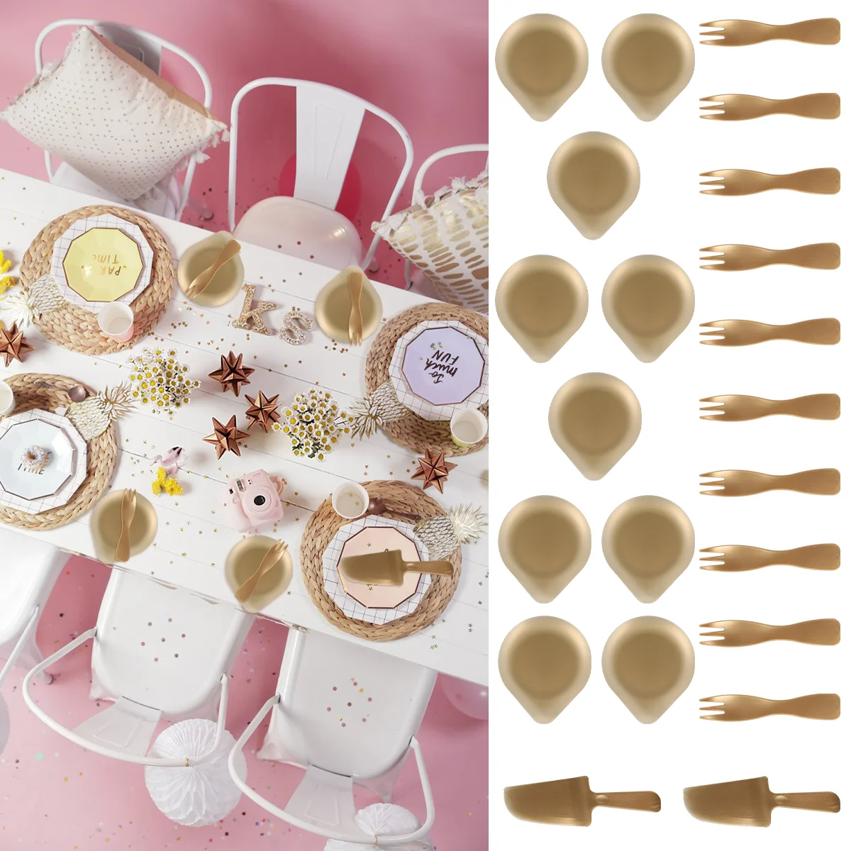 

22pcs Fancy Dessert Plates Birthday Party Tableware Creative Party Supplies