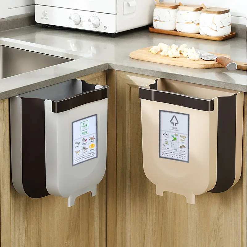 

Wall Mounted Kitchen Trash Can Foldable Portable Plastic Desktop Trash Can Under Cabinet Big Ferramentas De Limpeza Recycle Bin