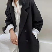 casual blazer jackets for women 2022 spring korean style female coats polyester loose double breasted autumn black clothes