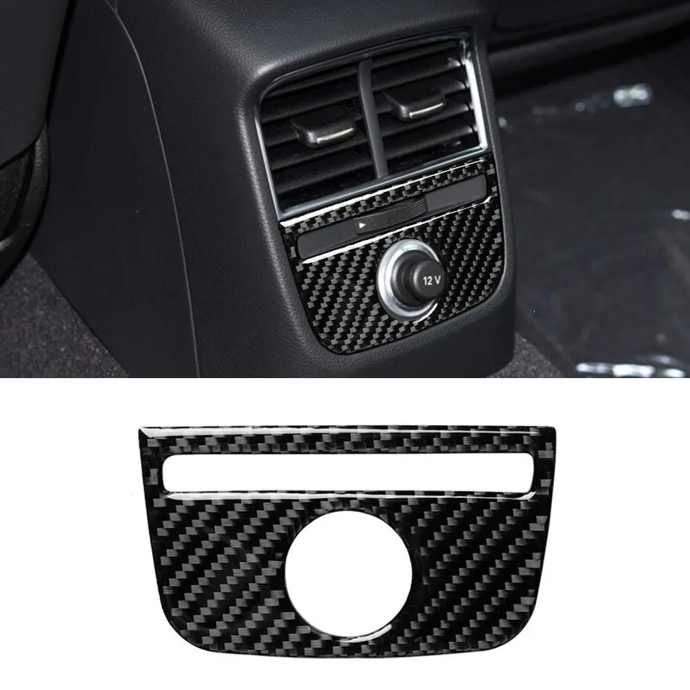 

For Audi A3 8V 2014-2019 Car Rear Cigarette Light Panel Texture Sticker Air Outlet Control Carbon Fiber Decor Frame Accessories