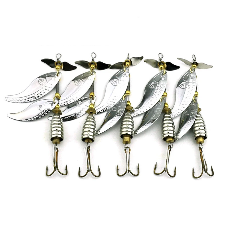 

10CM-14.6G Metal Fishing Lure Spoon Lure rotated double Sequins Bait Fishing Tackle Hard Bait Spinner Bait with hook