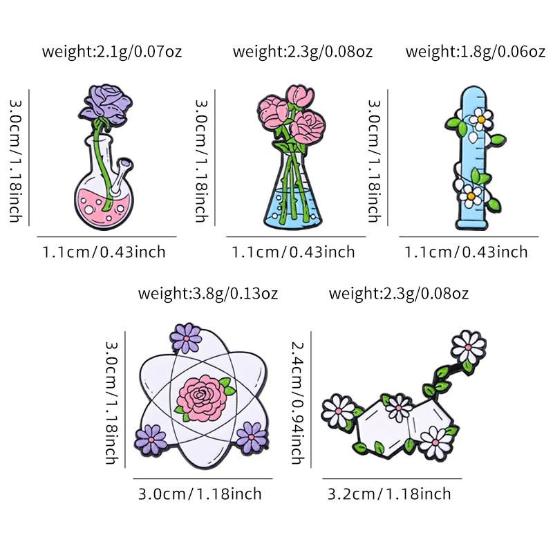 Креативная красивая брошь с изображением цветов научной коллекции колба