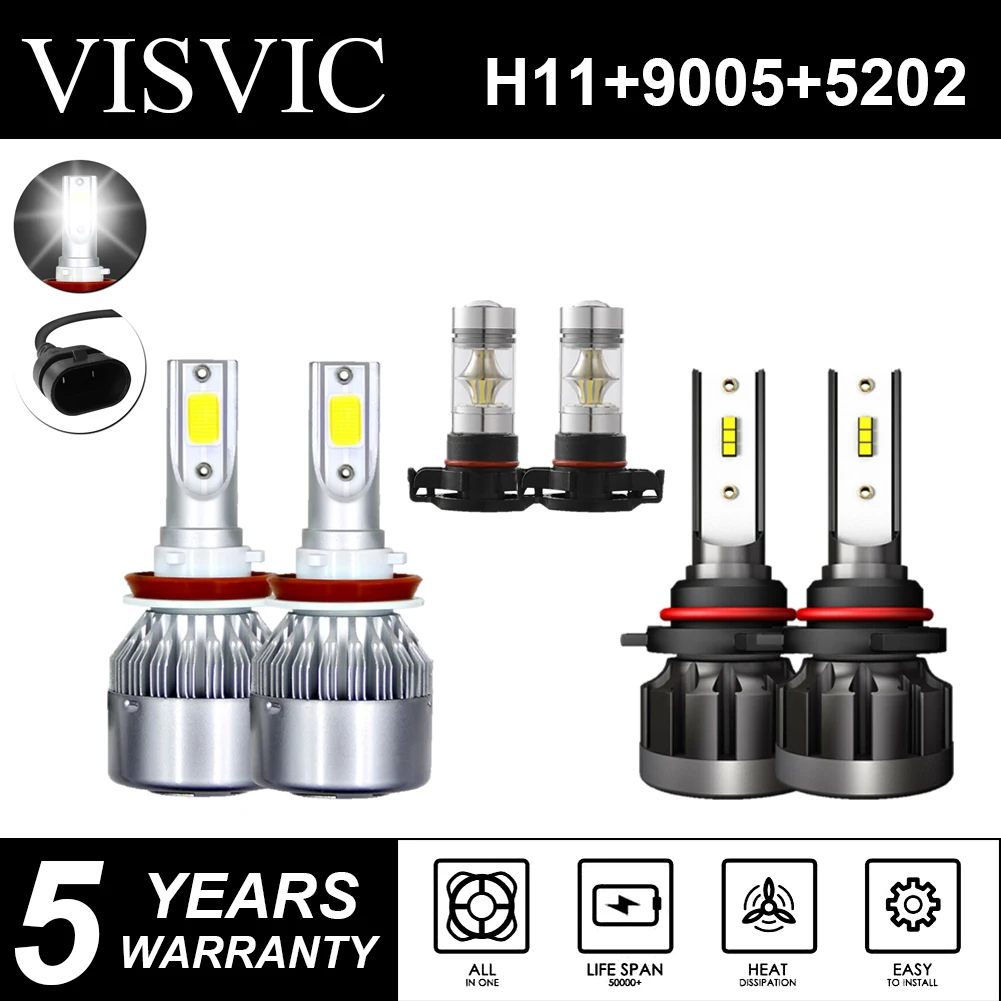 

6x 6000K LED Headlight Fog Light Bulbs For Chevy Silverado 1500 2500 2007--2015